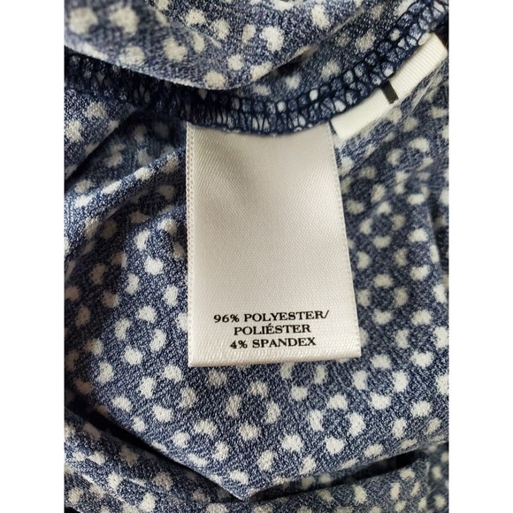 Ann Taylor Womens Size Med Sleeveless Navy Flower Print Blouse Stretchy V-neck - Picture 4 of 7